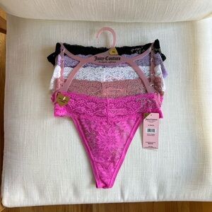 Juicy Couture Women's Lace Thong Set - Pink, Black, White, Purple